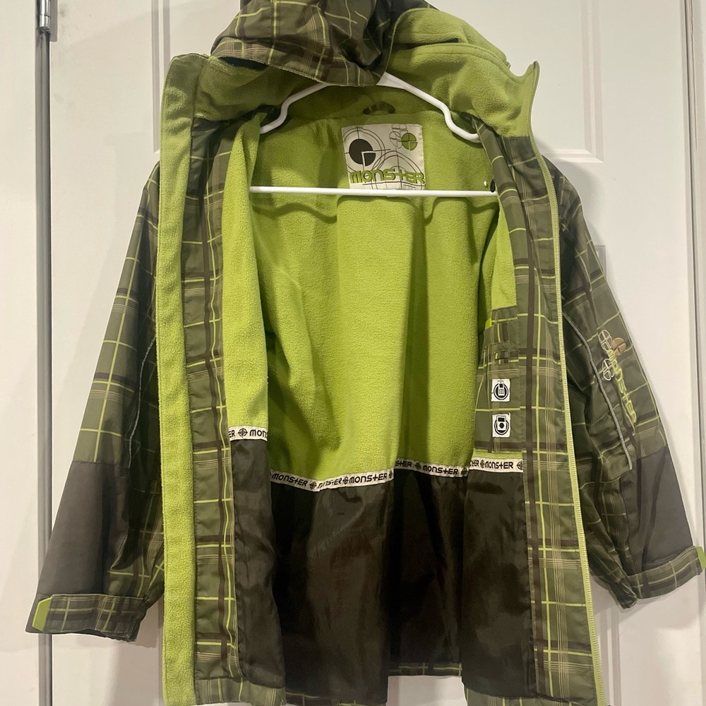 Kids Green Lined Plaid Fall/Spring Jacket 8y